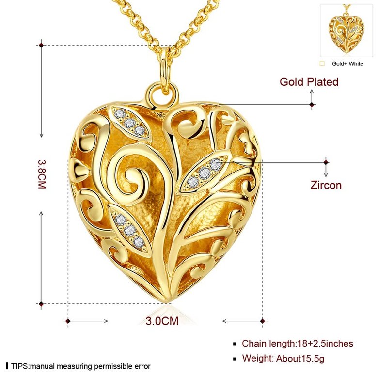 Wholesale Hollowed Love Heart Locket Pendant Necklace For Women Men Fashion 24K Gold Necklace Couples Gift TGGPN322 0