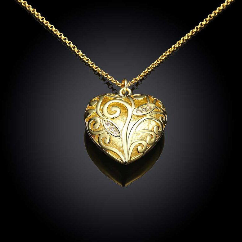 Wholesale Hollowed Love Heart Locket Pendant Necklace For Women Men Fashion 24K Gold Necklace Couples Gift TGGPN322 1