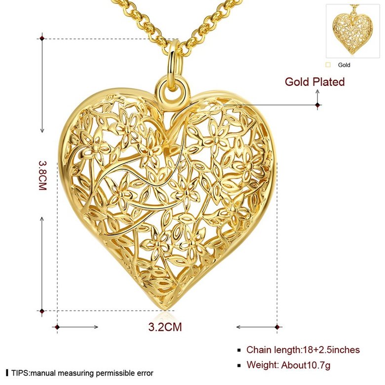 Wholesale Vintage Hollow Heart Pendant Necklaces for Women 24K Gold Wedding Engagement Jewelry TGGPN324 0