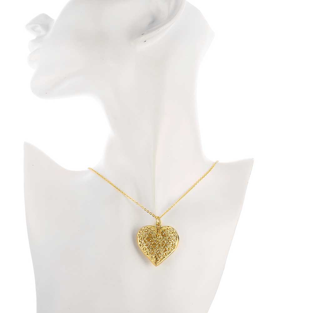 Wholesale Vintage Hollow Heart Pendant Necklaces for Women 24K Gold Wedding Engagement Jewelry TGGPN324 4