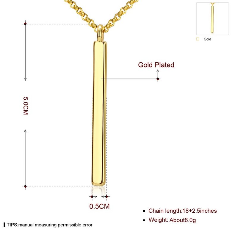 Wholesale Hot Sale 24K gold Chain Necklace for Women Men Jewelry Square Pillar Pendant Necklaces Trendy Jewelry New arrival TGGPN326 0