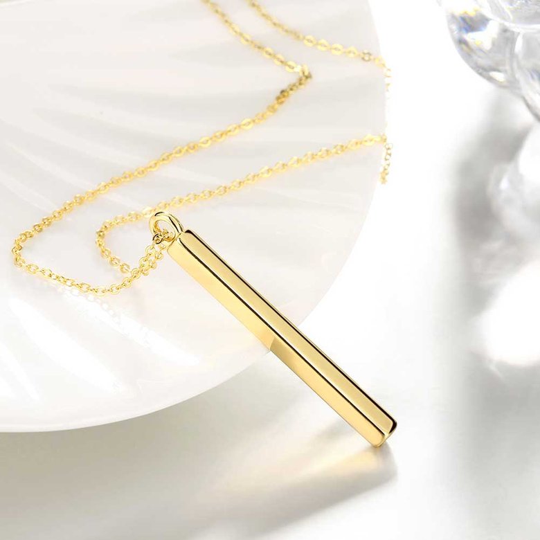 Wholesale Hot Sale 24K gold Chain Necklace for Women Men Jewelry Square Pillar Pendant Necklaces Trendy Jewelry New arrival TGGPN326 2