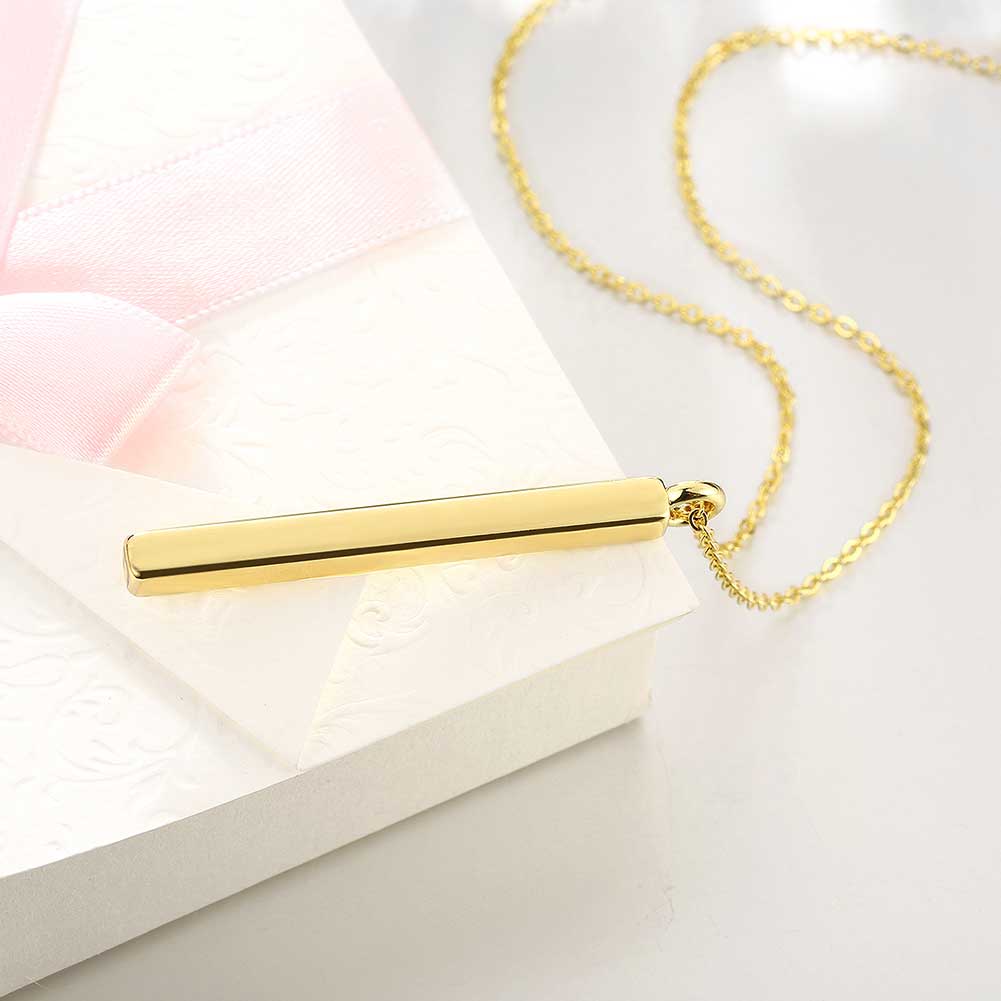 Wholesale Hot Sale 24K gold Chain Necklace for Women Men Jewelry Square Pillar Pendant Necklaces Trendy Jewelry New arrival TGGPN326 3