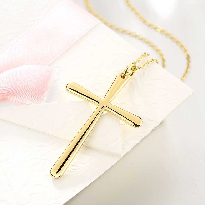 Wholesale Fashion Cross Pendants 24K Gold Color Jesus Cross Pendant Necklace For Men/Women Jewelry Dropshipping TGGPN332 0