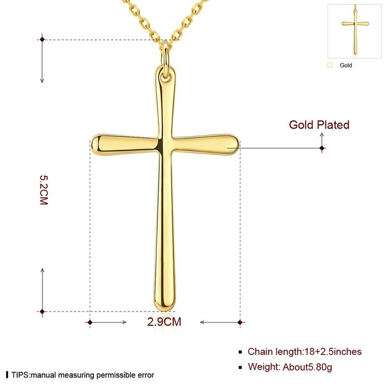 Wholesale Fashion Cross Pendants 24K Gold Color Jesus Cross Pendant Necklace For Men/Women Jewelry Dropshipping TGGPN332 1