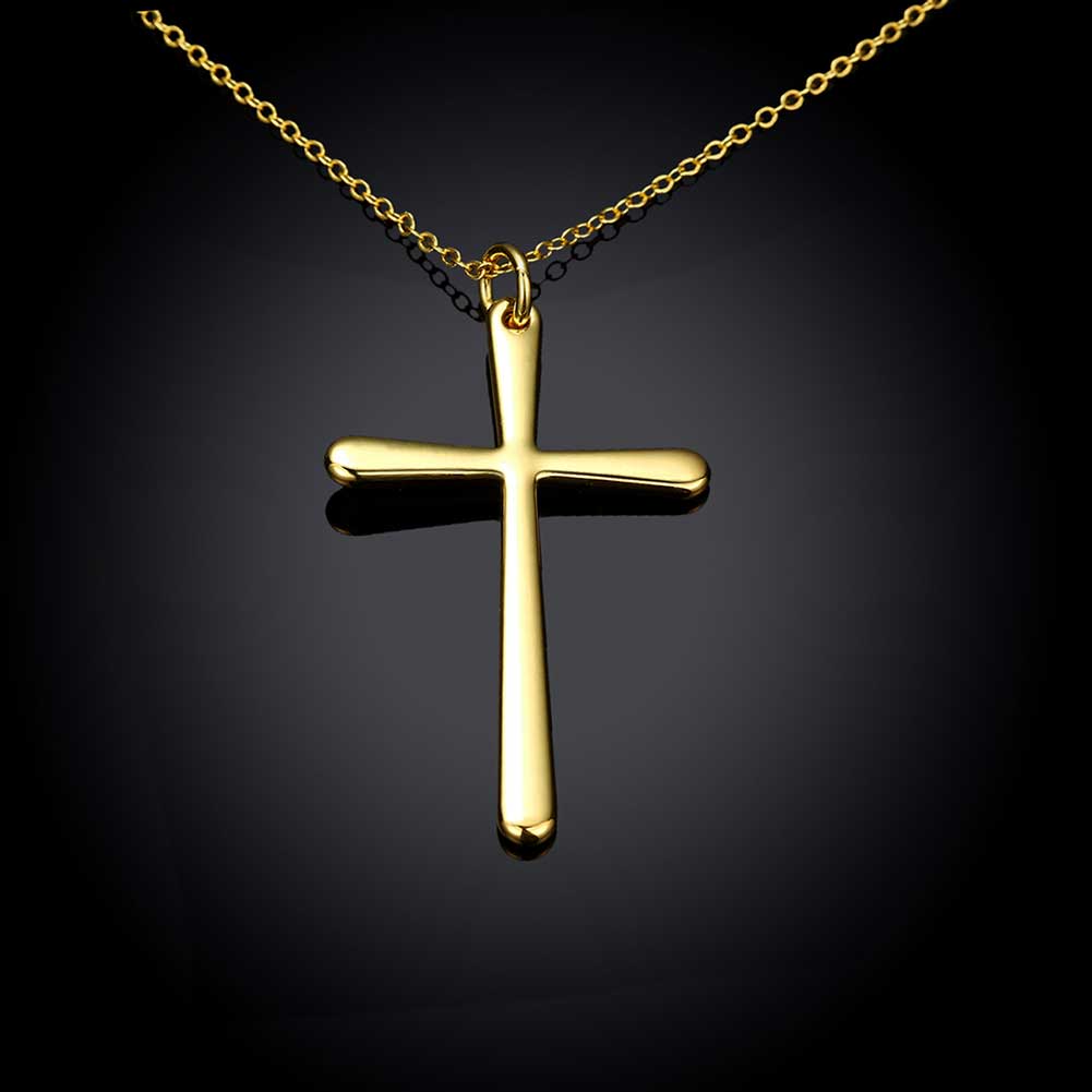 Wholesale Fashion Cross Pendants 24K Gold Color Jesus Cross Pendant Necklace For Men/Women Jewelry Dropshipping TGGPN332 2
