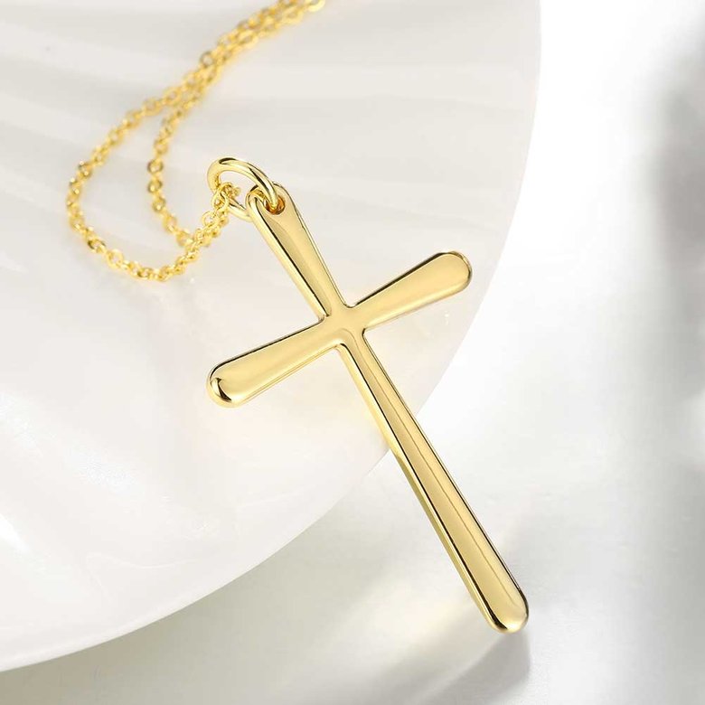 Wholesale Fashion Cross Pendants 24K Gold Color Jesus Cross Pendant Necklace For Men/Women Jewelry Dropshipping TGGPN332 3