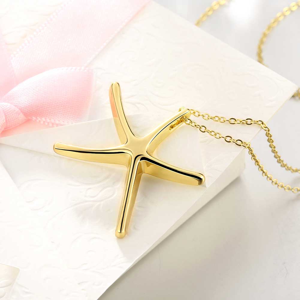 Wholesale Fashion Jewelry Necklace Starfishes Pendants Chains Gold Jewelry Sea Star Pendant Cute Gift for Girls Top Quality Free Shipping TGGPN334 0