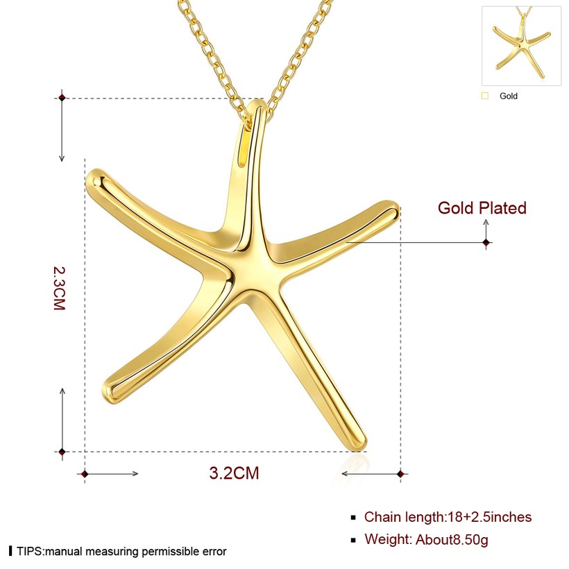 Wholesale Fashion Jewelry Necklace Starfishes Pendants Chains Gold Jewelry Sea Star Pendant Cute Gift for Girls Top Quality Free Shipping TGGPN334 1