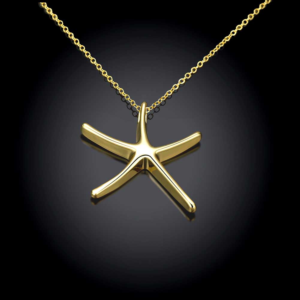 Wholesale Fashion Jewelry Necklace Starfishes Pendants Chains Gold Jewelry Sea Star Pendant Cute Gift for Girls Top Quality Free Shipping TGGPN334 2