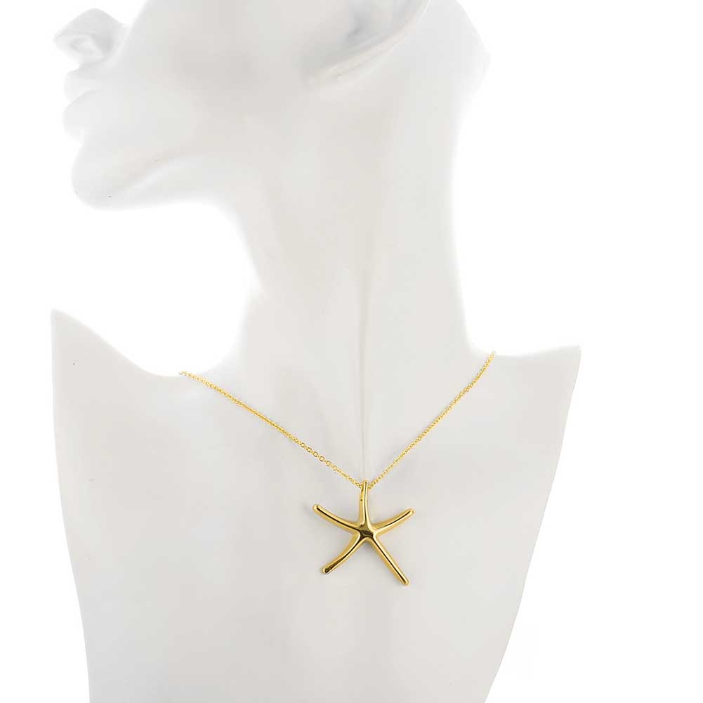 Wholesale Fashion Jewelry Necklace Starfishes Pendants Chains Gold Jewelry Sea Star Pendant Cute Gift for Girls Top Quality Free Shipping TGGPN334 4
