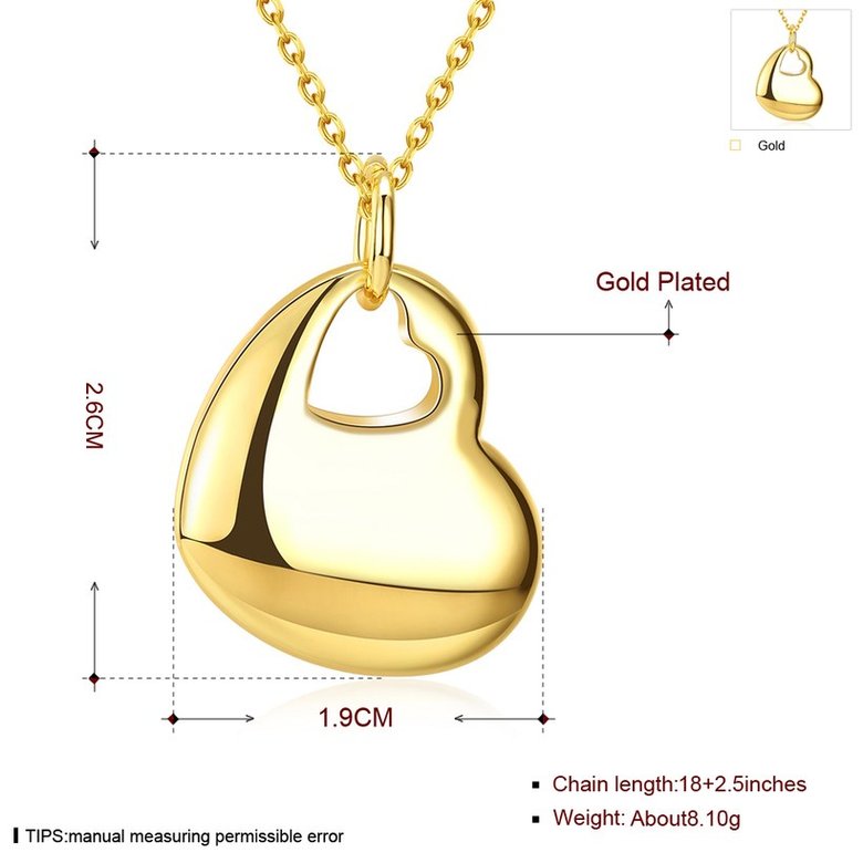 Wholesale JapanKorea Hot Sell 24K Gold Necklace for women Girls Love Memory Heart Necklace Valentine's Day Gift Couple Jewelery TGGPN026 0
