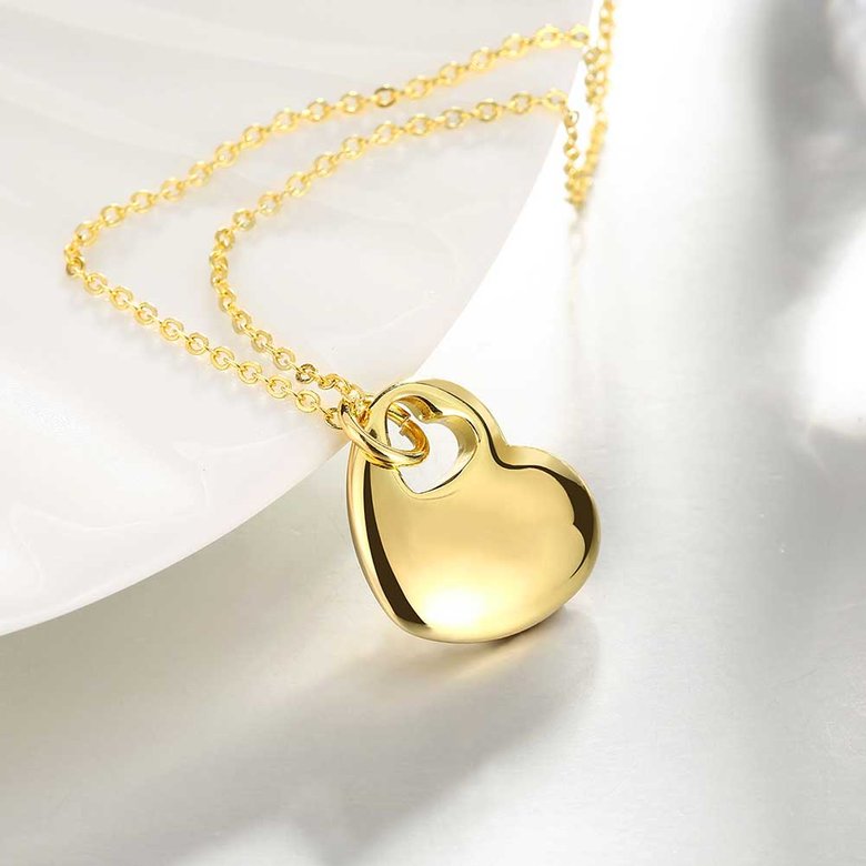 Wholesale JapanKorea Hot Sell 24K Gold Necklace for women Girls Love Memory Heart Necklace Valentine's Day Gift Couple Jewelery TGGPN026 2