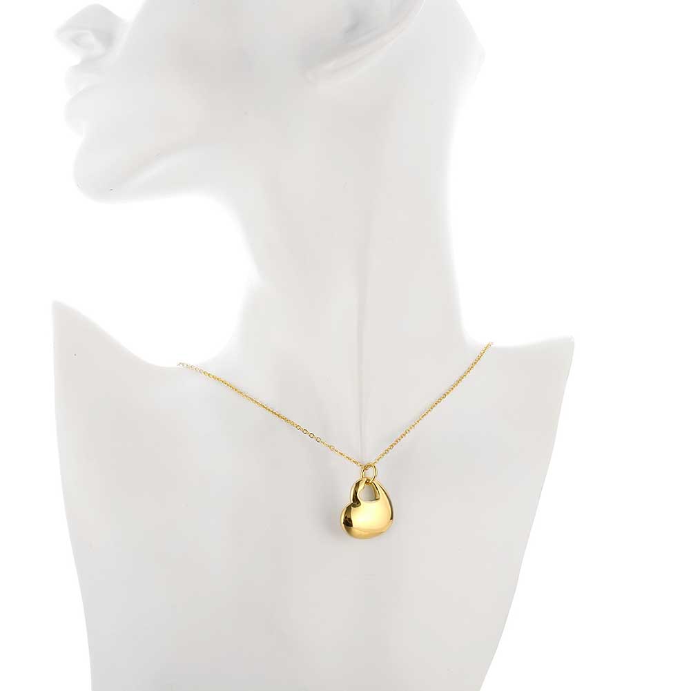 Wholesale JapanKorea Hot Sell 24K Gold Necklace for women Girls Love Memory Heart Necklace Valentine's Day Gift Couple Jewelery TGGPN026 4