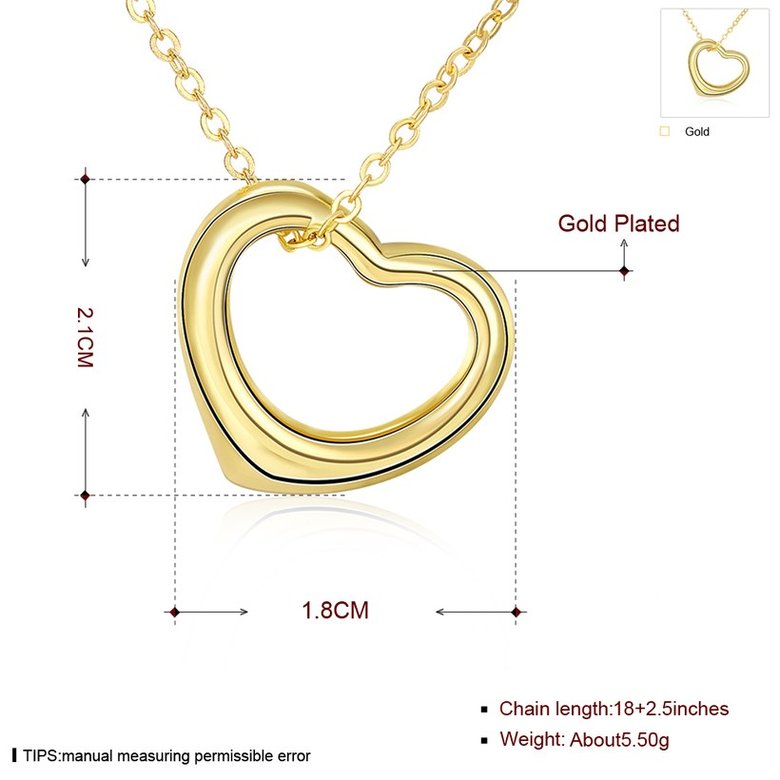 Wholesale Romantic Hot Sell 24K Gold Necklace for women Girls Love Memory Heart Simple yet beautiful Necklace Valentine's Day Gift  TGGPN341 0