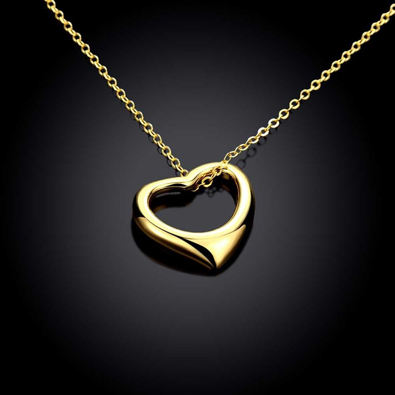 Wholesale Romantic Hot Sell 24K Gold Necklace for women Girls Love Memory Heart Simple yet beautiful Necklace Valentine's Day Gift  TGGPN341 2