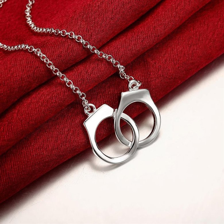 Wholesale Hot sale silver Chain Necklaces Double Circles Two Interlocking love Infinity Family fine Christmas gift valentine's day Jewelry TGGPN199 3