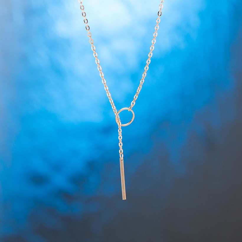 Wholesale Trendy Titanium Geometric Gold Zinc Alloy Necklace simple design circle dainty thin sparking chain ladies necklace  TGGPN255 0