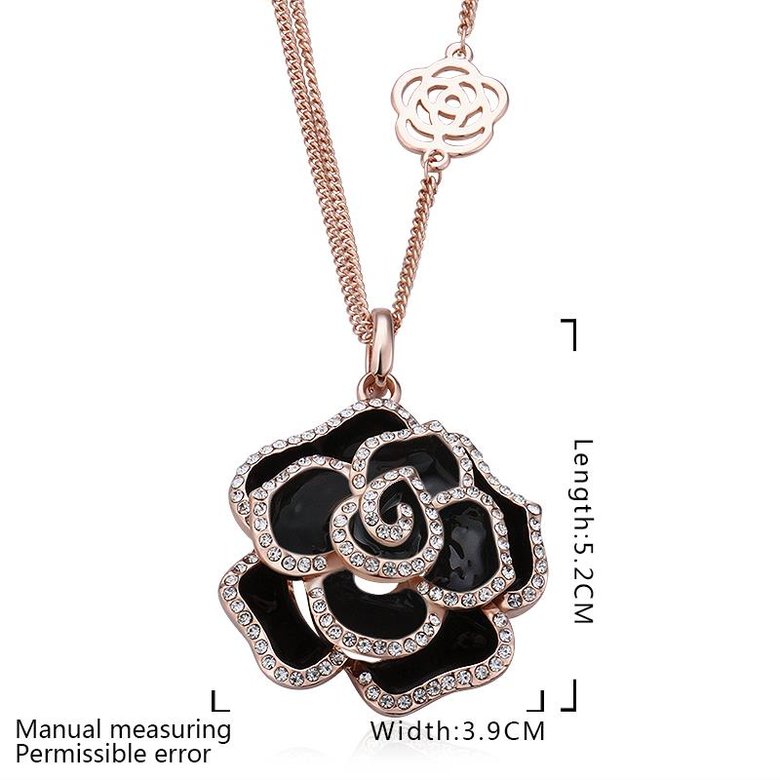 Wholesale Classic Black Gun Plated Crystal rose flower Long Necklace for Women Fashion Jewelry TGGPN459 1