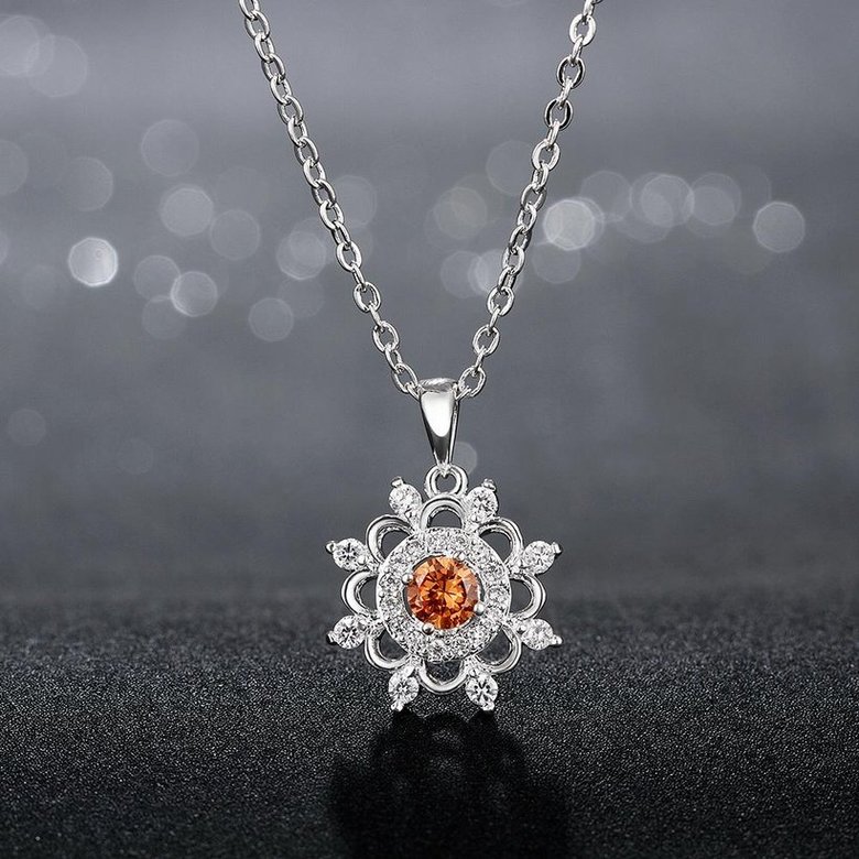 Wholesale Classic Silver plated Geometric CZ Necklace round hollow high quality women jewelry TGSPN016 0