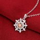 Wholesale Classic Silver plated Geometric CZ Necklace round hollow high quality women jewelry TGSPN016 1 small