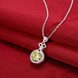 Wholesale Classic trendy Silver Round CZ Necklace delicate champagne crystal necklace jewelry TGSPN018 3 small