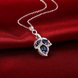 Wholesale Romantic Silver Plated blue CZ leaf Necklace delicate hot sale women jewelry TGSPN003 0 small