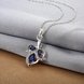 Wholesale Romantic Silver Plated blue CZ leaf Necklace delicate hot sale women jewelry TGSPN003 2 small
