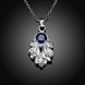 Wholesale Romantic Silver Plated blue CZ retro Necklace delicate hot sale women jewelry TGSPN009 1 small