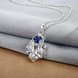 Wholesale Romantic Silver Plated blue CZ retro Necklace delicate hot sale women jewelry TGSPN009 2 small