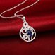 Wholesale Romantic Silver Plated blue CZ hollow round Necklace delicate hot sale women jewelry TGSPN010 3 small