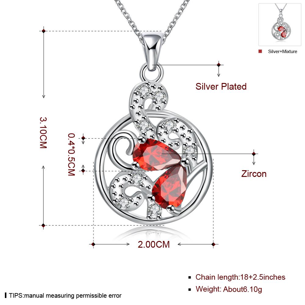 Wholesale Romantic Silver Plated blue CZ hollow round Necklace delicate hot sale women jewelry TGSPN010 6