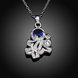 Wholesale Romantic Silver Plated blue CZ retro Necklace delicate hot sale women jewelry TGSPN011 1 small