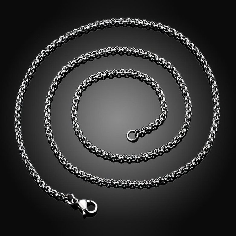 Wholesale Trendy Rhodium Round Chain Nceklace TGCN001 1