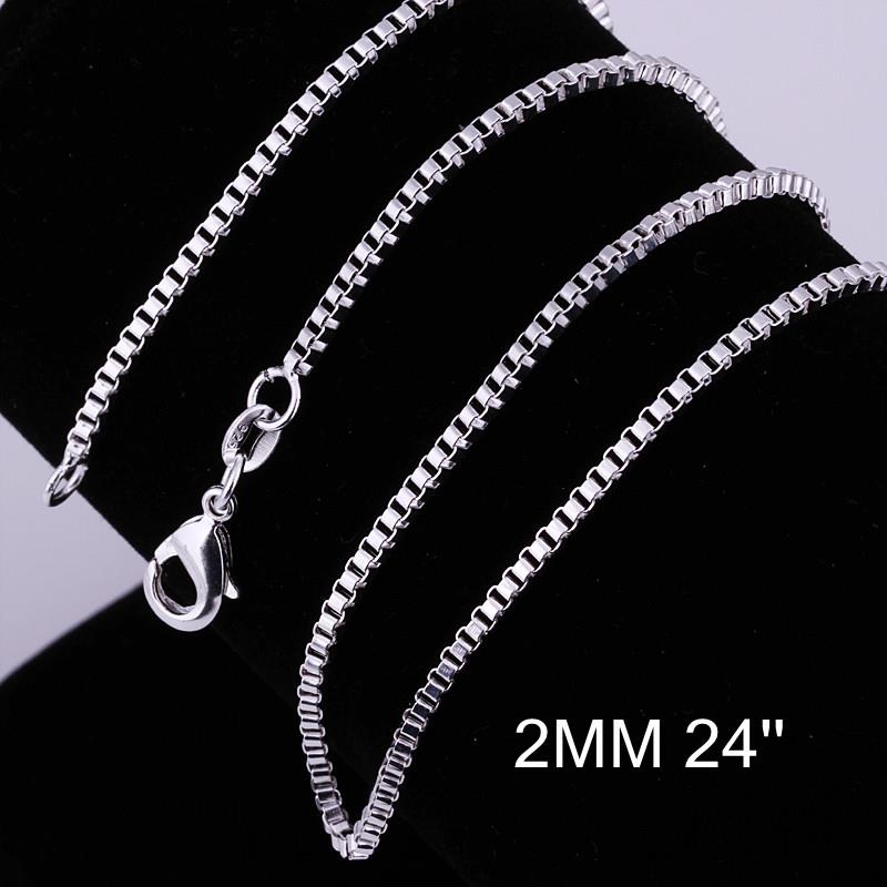 Wholesale Classic Silver Geometric Chain Nceklace TGCN050 1