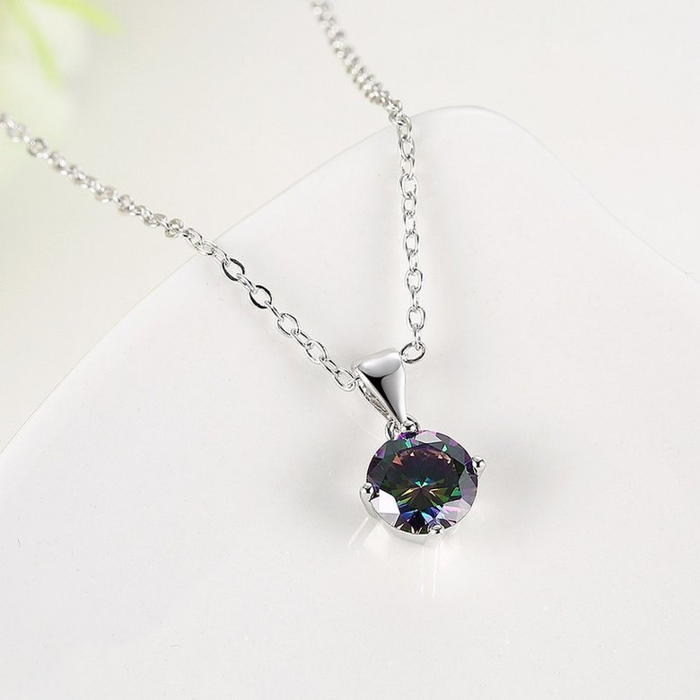 Wholesale Retro rhodium plated Round CZ Necklace TGCZN003 1