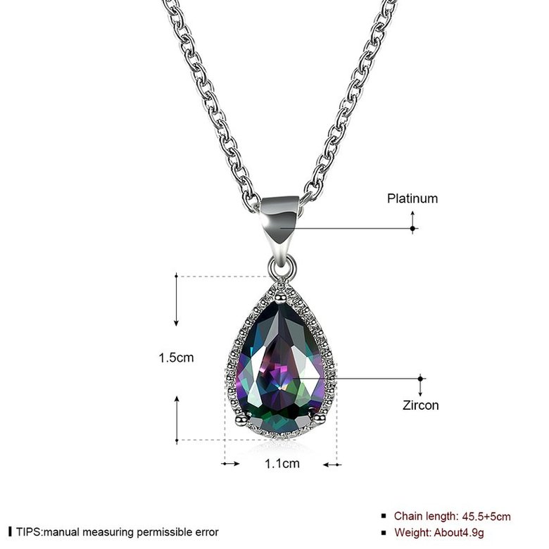 Wholesale Retro rhodium plated Water Drop CZ Necklace TGCZN004 0