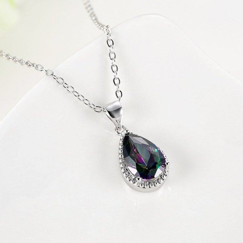 Wholesale Retro rhodium plated Water Drop CZ Necklace TGCZN004 1