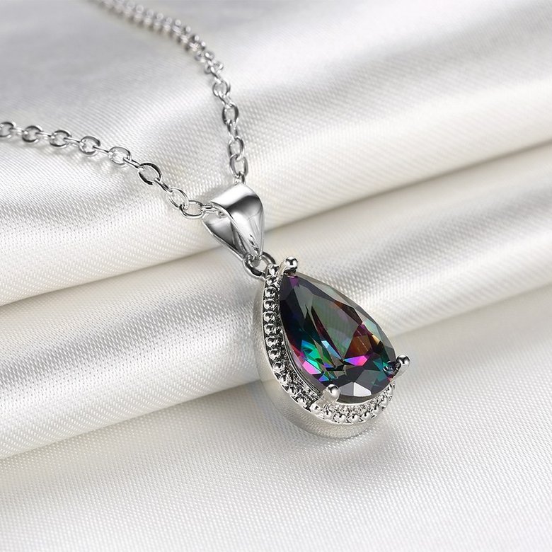 Wholesale Retro rhodium plated Water Drop CZ Necklace TGCZN004 2