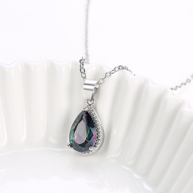 Wholesale Retro rhodium plated Water Drop CZ Necklace TGCZN004 3