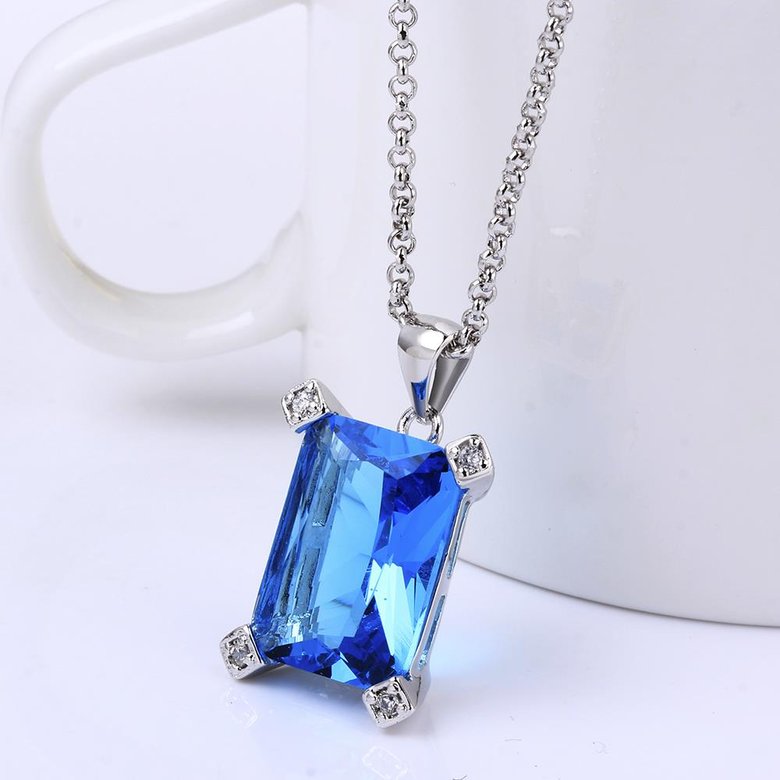 Wholesale Classic rhodium plated Geometric CZ Necklace TGCZN022 3