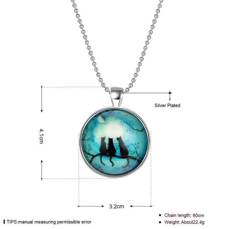 Wholesale Trendy Silver 3 Cats Noctilucent Necklace TGLP103 0