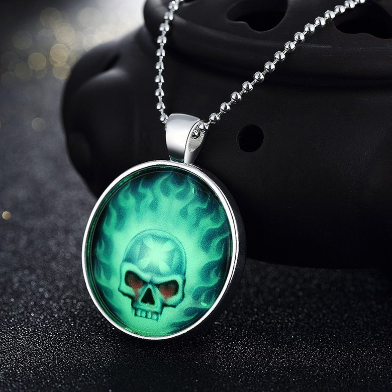 Wholesale Trendy Silver Skull Energy Luminous Pendants TGLP111 2