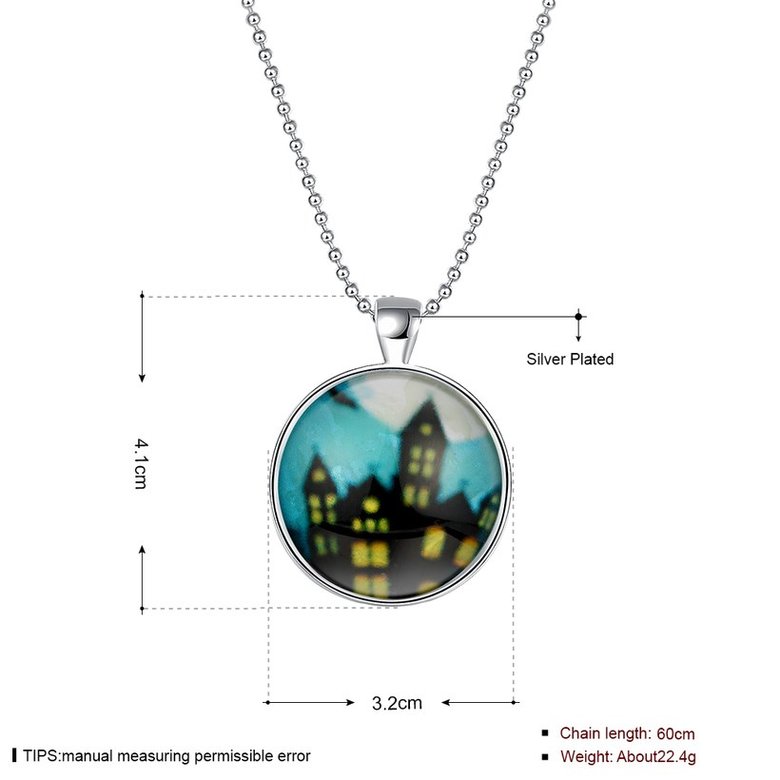 Wholesale Trendy Silver Haunted house Luminous Necklace TGLP135 0