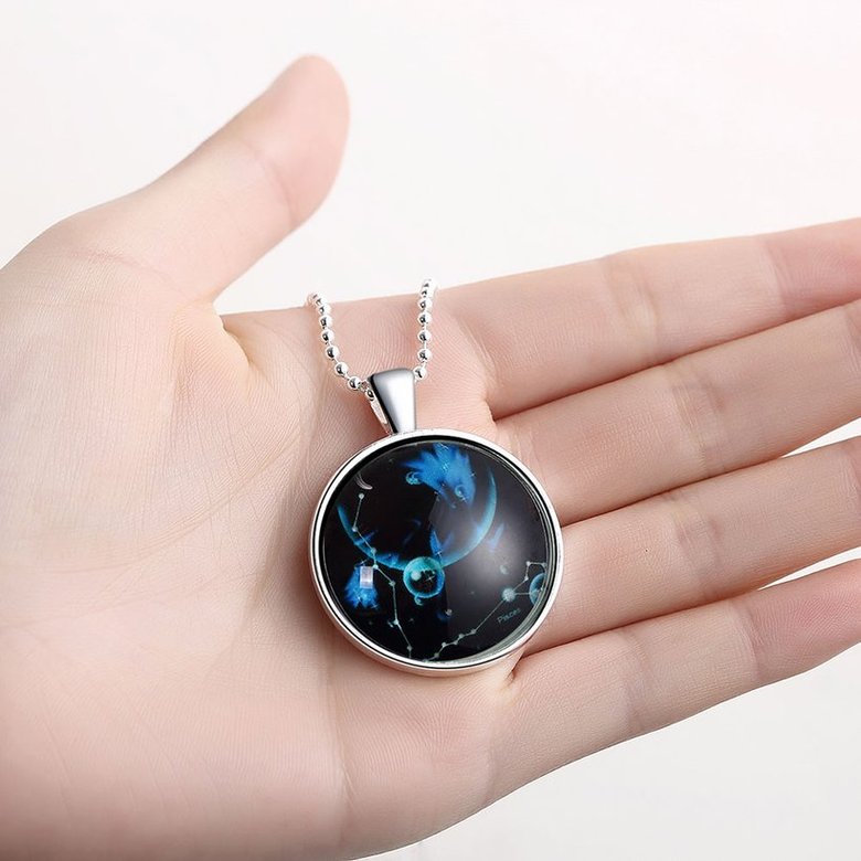 Wholesale Trendy Constellation Pisces Noctilucent Necklace TGLP002 4