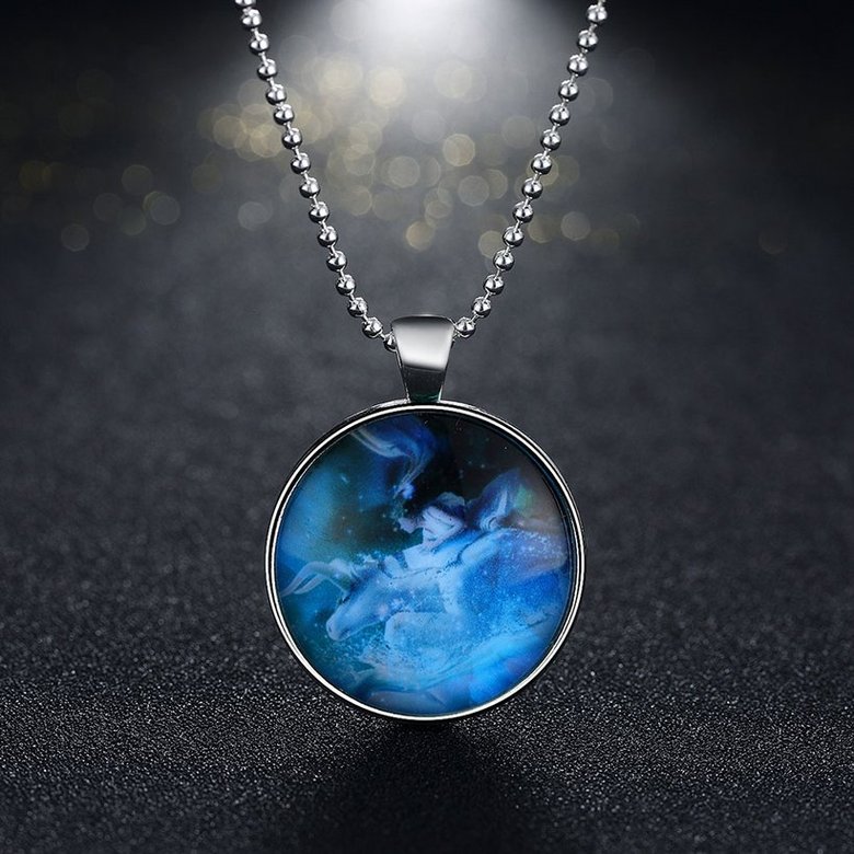Wholesale Trendy Constellation Blue Taurus Noctilucent Necklace TGLP011 1