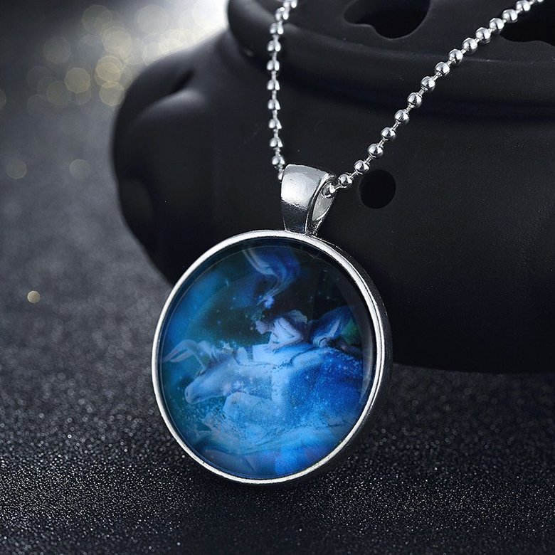 Wholesale Trendy Constellation Blue Taurus Noctilucent Necklace TGLP011 2