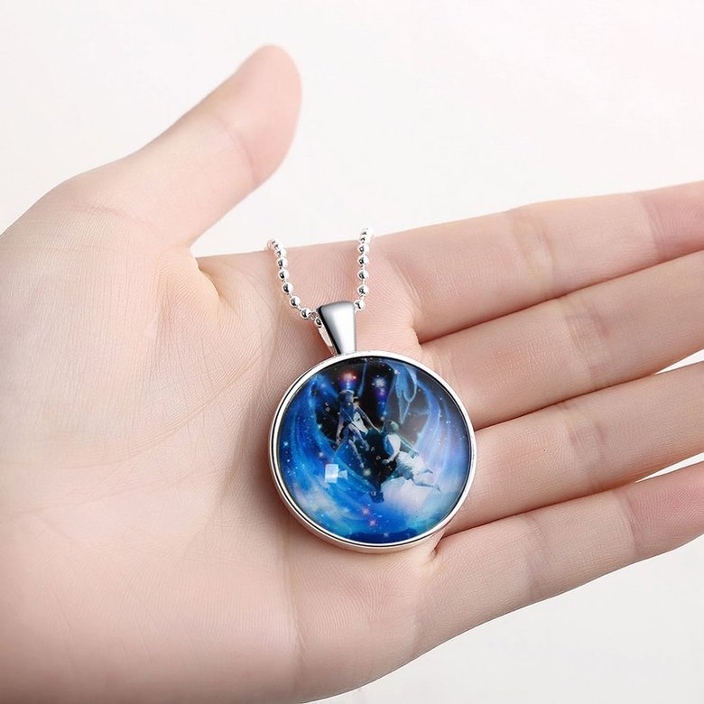 Wholesale Trendy Constellation Blue Gemini Luminous Necklace TGLP017 4