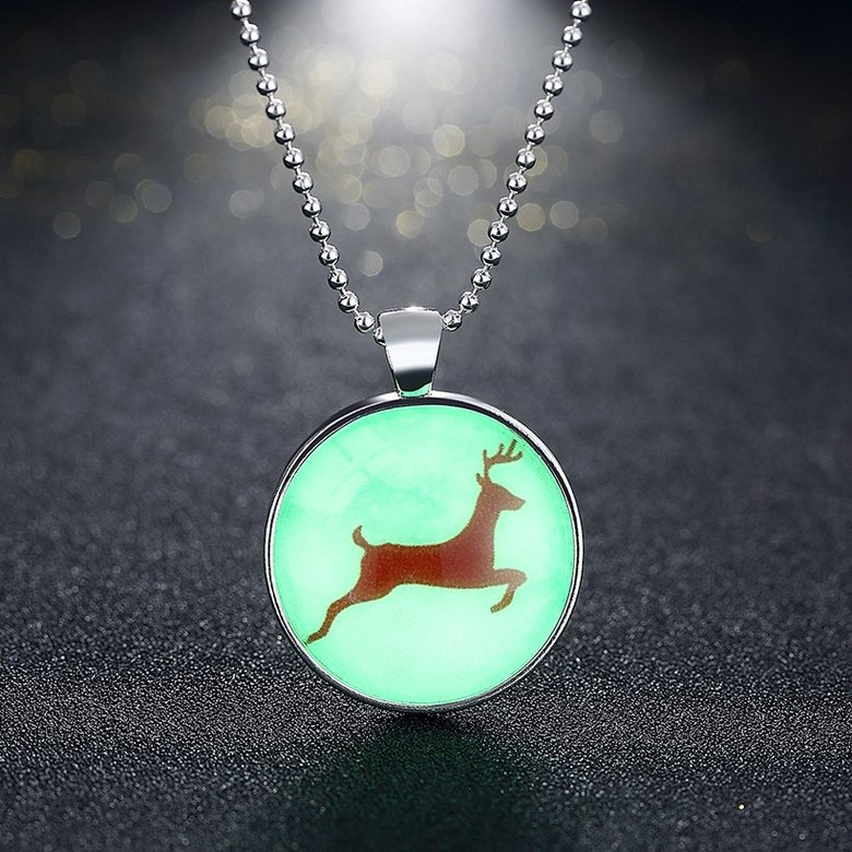 Wholesale Trendy Animal Auspicious deer Luminous Necklace TGLP032 1