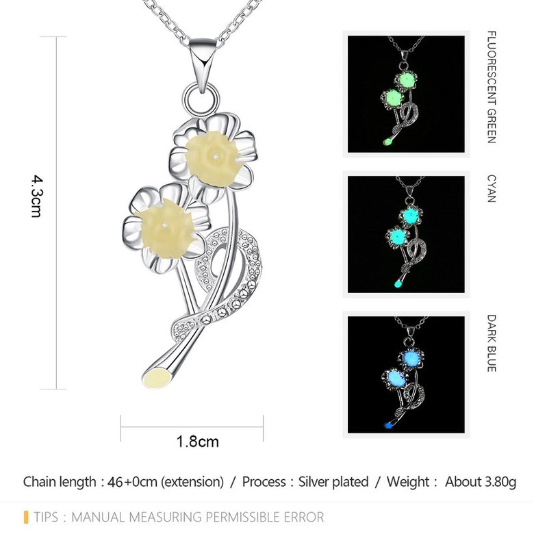 Wholesale Romantic Silver Plant CZ Necklace TGLP064 0